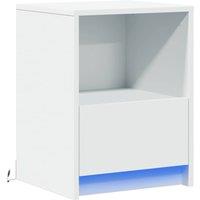 Berkfield Home Stylish Bedside Cabinet with LED Lights White Engineered Wood
