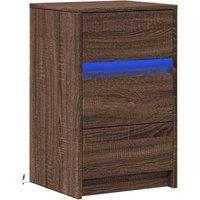 Berkfield Home Stylish Bedside Cabinet with LED Lights Brown Oak Engineered Wood