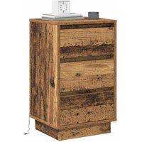 Berkfield Home Modern Bedside Cabinet with LED Old Wood 39x34.5x65 cm Engineered Wood in Brown