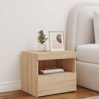 Berkfield Home Beautiful Bedside Cabinet with LED Lights Sonoma Oak 50x40x45 cm in Brown | Size: 50 x 40 x 45 cm