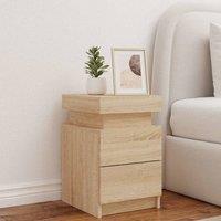 Berkfield Home Beautiful Bedside Cabinet with LED Lights Sonoma Oak 35x39x55 cm in Light Brown | Size: 35 x 39 x 55 cm