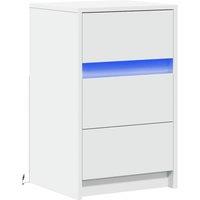 Berkfield Home Stylish Bedside Cabinet with LED Lights White Engineered Wood