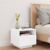 Berkfield Home Decorative Bedside Cabinet with LED Lights White 40x39x37 cm | Size: 40 x 39 x 37 cm