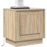 Berkfield Home Traditional Bedside Cabinet with LED Lights Sonoma Oak 44x34, 5x45 cm in Beige