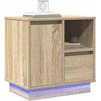 Berkfield Home Modern Bedside Cabinet with LED Sonoma Oak 50x34, 5x50 cm in Tan