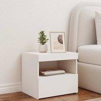 Berkfield Home Beautiful Bedside Cabinet with LED Lights White 50x40x45 cm | Size: 50 x 40 x 45 cm