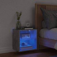 Berkfield Home Decorative Bedside Cabinet with LED Lights Wall-mounted Concrete Grey