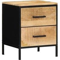 Berkfield Home Modern Bedside Cabinets 2 pcs 40x35x50 cm Solid Wood Rough Mango in Black | Size: 40 x 35 x 50 cm