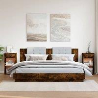 Berkfield Home Elegant Bedside Cabinets 2 pcs Smoked Oak 35x34x65 cm Engineered Wood in Brown | Size: 35 x 34 x 65 cm