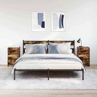Berkfield Home Durable Bedside Cabinets with 3 Drawers 2 pcs Smoked Oak 39x35x65 cm in Brown | Size: 39 x 35 x 65 cm