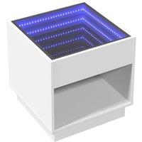 Berkfield Home Decorative Bedside Table with Infinity LED White 50x50x50 cm | Size: 50 x 50 x 50 cm