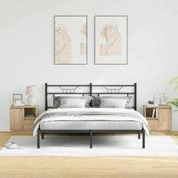 Berkfield Home Modern Bedside Cabinets with LED 2 pcs Sonoma Oak 50x34.5x50 cm in Beige