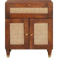 Berkfield Home Traditional Bedside Tables with Drawer Brown Cane & solid mango wood
