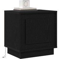 Berkfield Home Modern Bedside Cabinets with LED Lights 2 pcs Black Oak 44x34, 5x45 cm