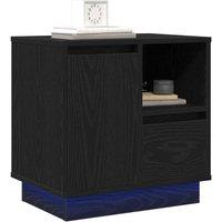 Berkfield Home Traditional Bedside Cabinets with LED 2 pcs Black Oak 50x34, 5x50 cm