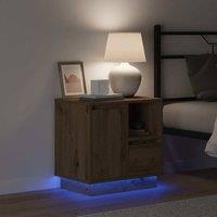 Berkfield Home Modern Bedside Cabinets with LED 2 pcs Artisan Oak 50x34, 5x50 cm in Brown