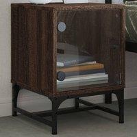 Berkfield Home Elegant Bedside Cabinets with Glass Doors 2 pcs Brown Oak 35x37x50 cm | Size: 35 x 37 x 50 cm