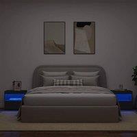 Berkfield Home Beautiful Bedside Cabinets with LED Lights 2 pcs Black 50x40x45 cm | Size: 50 x 40 x 45 cm