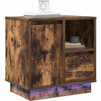 Berkfield Home Modern Bedside Cabinets with LED Lights 2 pcs Smoked Oak 50x34, 5x50 cm in Brown