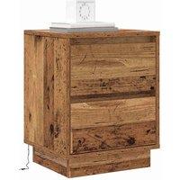 Berkfield Home Modern Bedside Cabinets with LED Lights 2 pcs Old Wood 39x34.5x50 cm in Brown