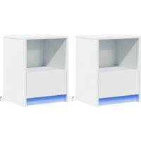 Berkfield Home Stylish Bedside Cabinets with LED Lights 2 pcs White Engineered Wood