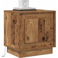Berkfield Home Compact Bedside Cabinets with LED Lights 2 pcs Old Wood 44x34, 5x45 cm in Brown