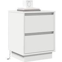 Berkfield Home White Bedside Cabinets with LED Lights 2 pcs White 39x34.5x50 cm