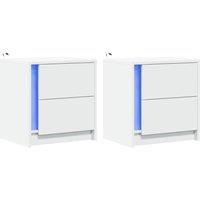 Berkfield Home Stylish Bedside Cabinets with LED Lights 2 pcs White Engineered Wood