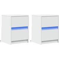 Berkfield Home Stylish Bedside Cabinets with LED Lights 2 pcs White Engineered Wood
