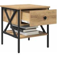 Berkfield Home Traditional Bedside Table Artisan Oak 40x42x45 cm Engineered Wood in Beige | Size: 40 x 42 x 45 cm