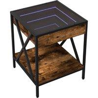 Berkfield Home Decorative Bedside Table with Infinity LED Smoked Oak 40x40x49 cm in Brown | Size: 40 x 40 x 49 cm
