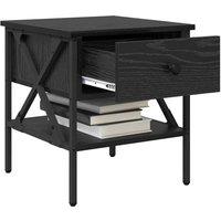 Berkfield Home Modern Bedside Table Black Oak 40x42x45 cm Engineered Wood | Size: 40 x 42 x 45 cm