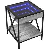 Berkfield Home Decorative Bedside Table with Infinity LED Grey Sonoma 40x40x49 cm | Size: 40 x 40 x 49 cm
