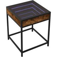 Berkfield Home Decorative Bedside Table with Infinity LED Smoked Oak 40x40x51 cm in Brown | Size: 40 x 40 x 51 cm