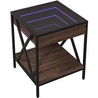 Berkfield Home Decorative Bedside Table with Infinity LED Brown Oak 40x40x49 cm | Size: 40 x 40 x 49 cm