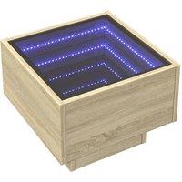 Berkfield Home Decorative Bedside Table with Infinity LED Sonoma Oak 40x40x30 cm in Natural | Size: 40 x 40 x 30 cm