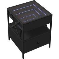 Berkfield Home Decorative Bedside Table with Infinity LED Black 40x40x51 cm | Size: 40 x 40 x 51 cm
