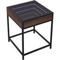 Berkfield Home Decorative Bedside Table with Infinity LED Brown Oak 40x40x51 cm | Size: 40 x 40 x 51 cm