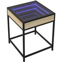 Berkfield Home Decorative Bedside Table with Infinity LED Sonoma Oak 40x40x51 cm in Light Tan | Size: 40 x 40 x 51 cm