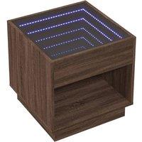 Berkfield Home Decorative Bedside Table with Infinity LED Brown Oak 50x50x50 cm | Size: 50 x 50 x 50 cm