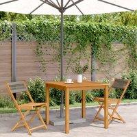 Berkfield Home Beautiful Bistro Chairs 2 pcs Grey Solid Wood Acacia & Rope in Tan