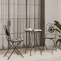 Berkfield Home Beautiful Bistro Chairs Foldable 2 pcs Black & White Ceramic