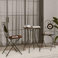Berkfield Home Beautiful Bistro Chairs Foldable 2 pcs Terracotta & White Ceramic
