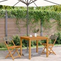 Berkfield Home Beautiful Bistro Chairs 2 pcs Grey Solid Wood Acacia & Poly Rattan