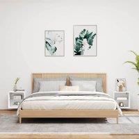 Berkfield Home Decorative Bedside Cabinets with LED Lights Wall-mounted 2 pcs White
