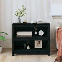 Berkfield Home Beautiful Book Cabinet Black 80x35x68 cm Solid Wood Pine | Size: 80 x 35 x 68 cm