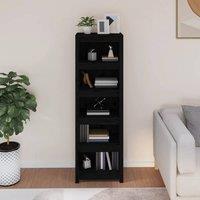 Berkfield Home Beautiful Book Cabinet Black 50x35x154 cm Solid Wood Pine | Size: 50 x 35 x 154 cm