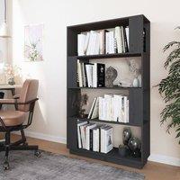 Berkfield Home Beautiful Book Cabinet/Room Divider Grey 80x25x132 cm Solid Wood Pine | Size: 80 x 25 x 132 cm