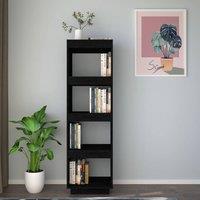 Berkfield Home Beautiful Book Cabinet/Room Divider Black 40x35x135 cm Solid Pinewood | Size: 40 x 35 x 135 cm