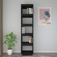 Berkfield Home Beautiful Book Cabinet/Room Divider Black 40x35x167 cm Solid Wood Pine | Size: 40 x 35 x 167 cm